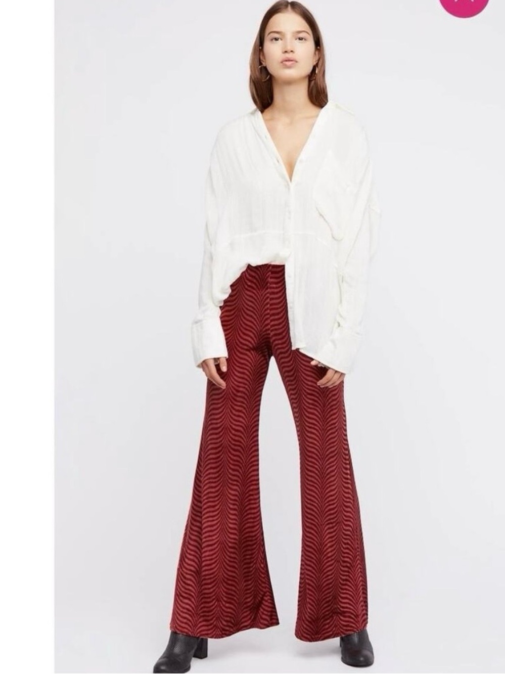 Free People Ribbed Pull On Velvet Flare Pants Size Small